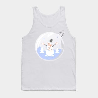 Happy snowman in glass Christmas bauble Tank Top